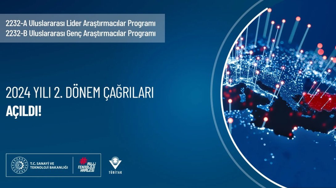 2232-A Uluslararası Lider Araştırmacılar Programı ve 2232-B Uluslararası Genç Araştırmacılar Programı 2024 Yılı 2. Dönem Çağrıları Açıldı